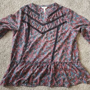 Matilda Jane Women's Carol Long Sleeve Sheer Blouse Top Size L